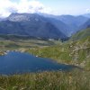 Lago Moro è visibile la traccia di salita verso il Passo di Valcervia